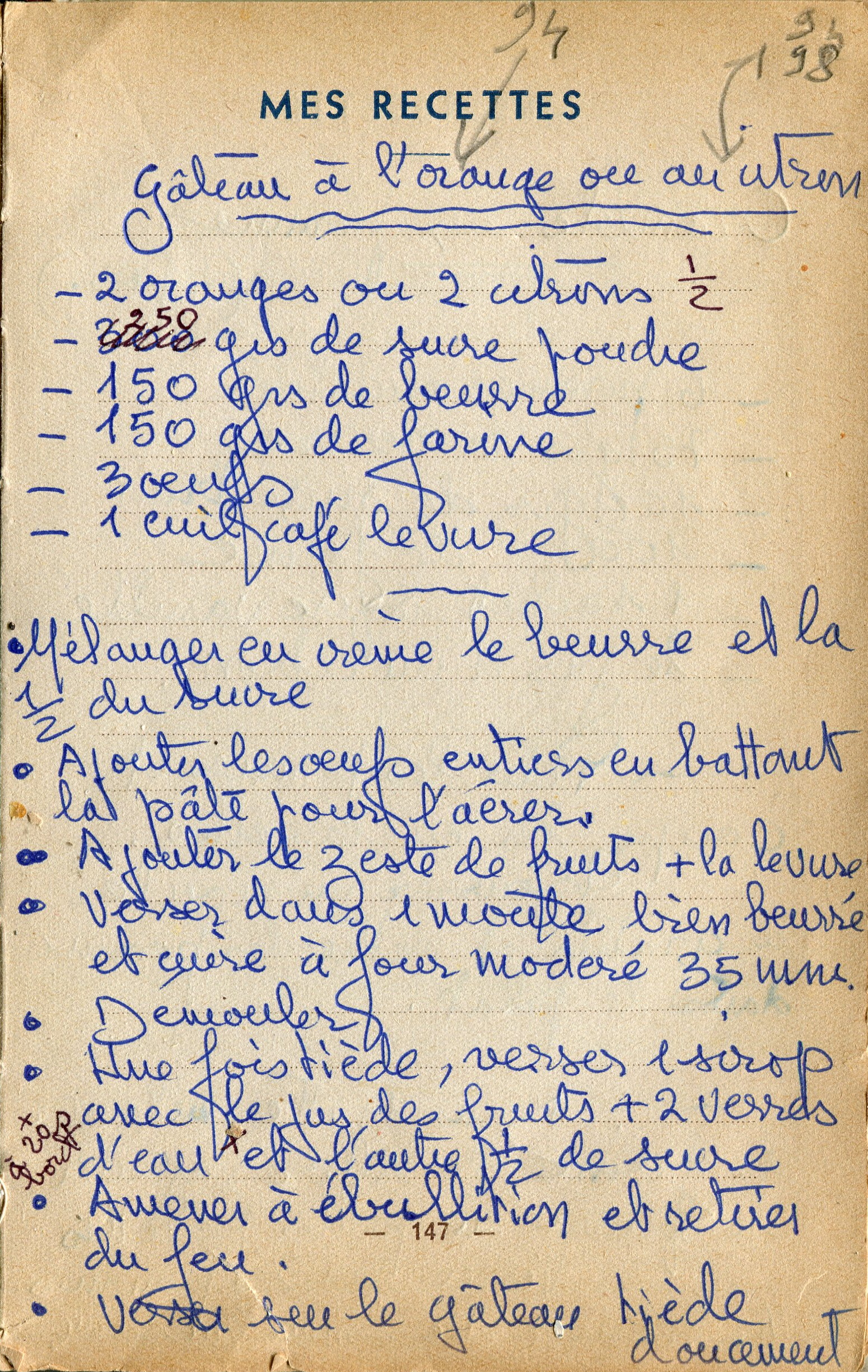 Manuscrit de Gâteau au citron