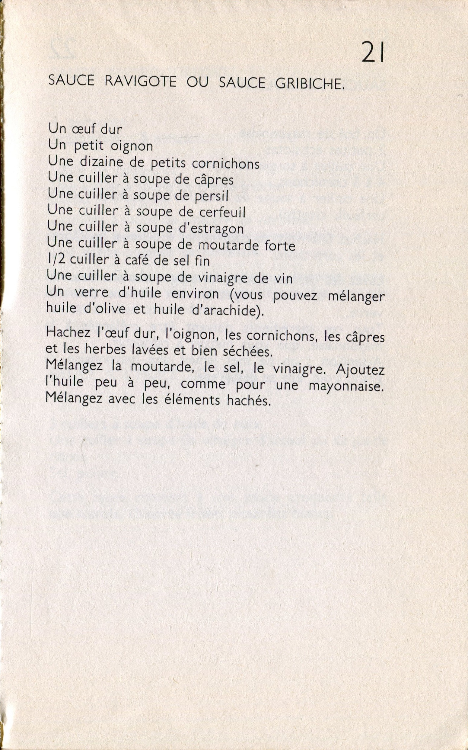 Manuscrit de Sauce Ravigote (ou Sauce Gribiche)
