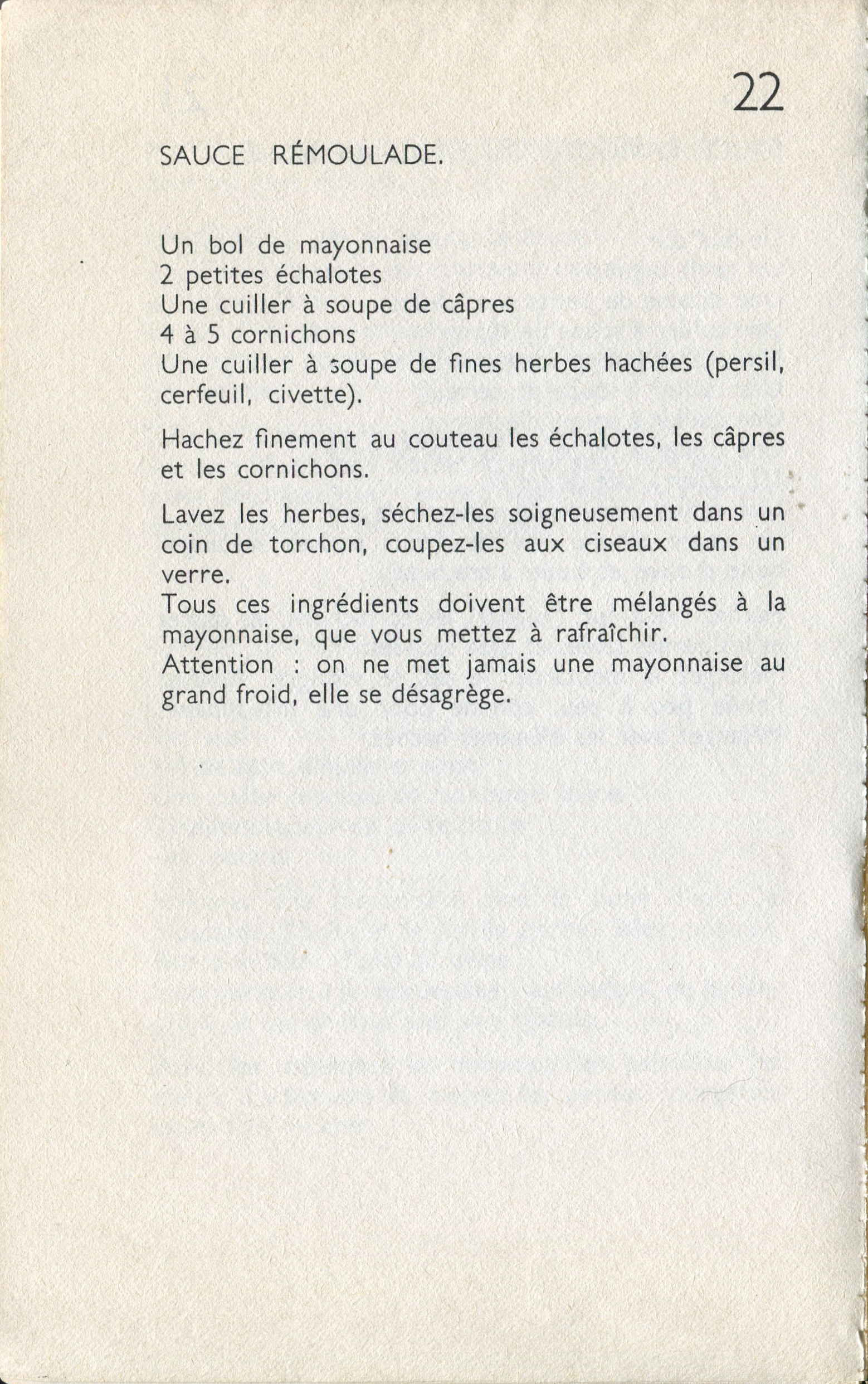Manuscrit de Sauce Rémoulade