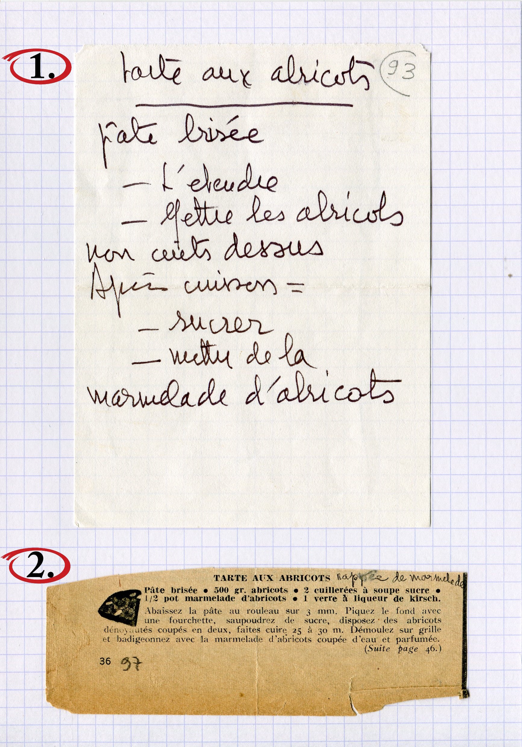 Manuscrit de Tarte Aux Abricots