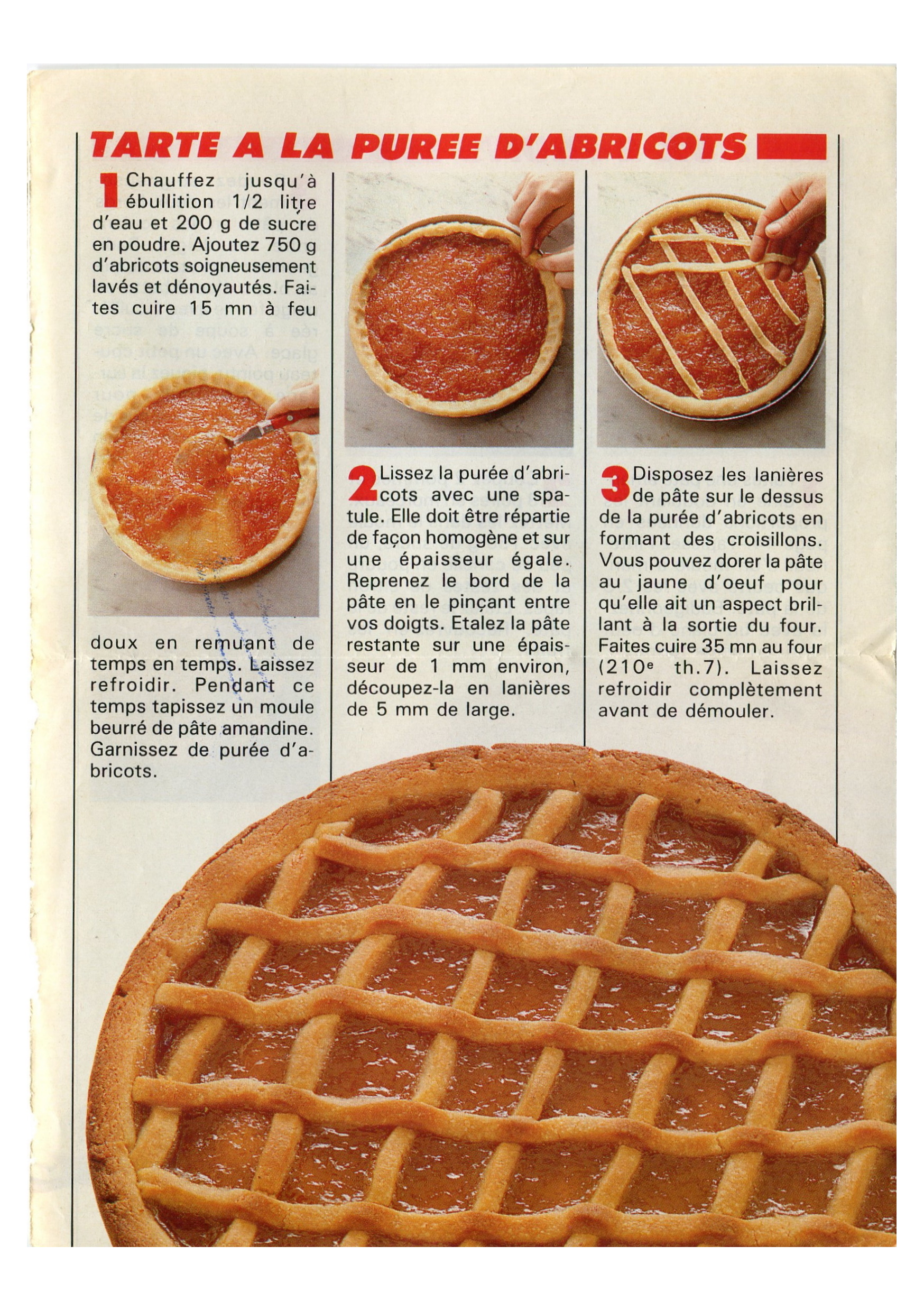 Manuscrit de Tarte à la Purée d'Abricots