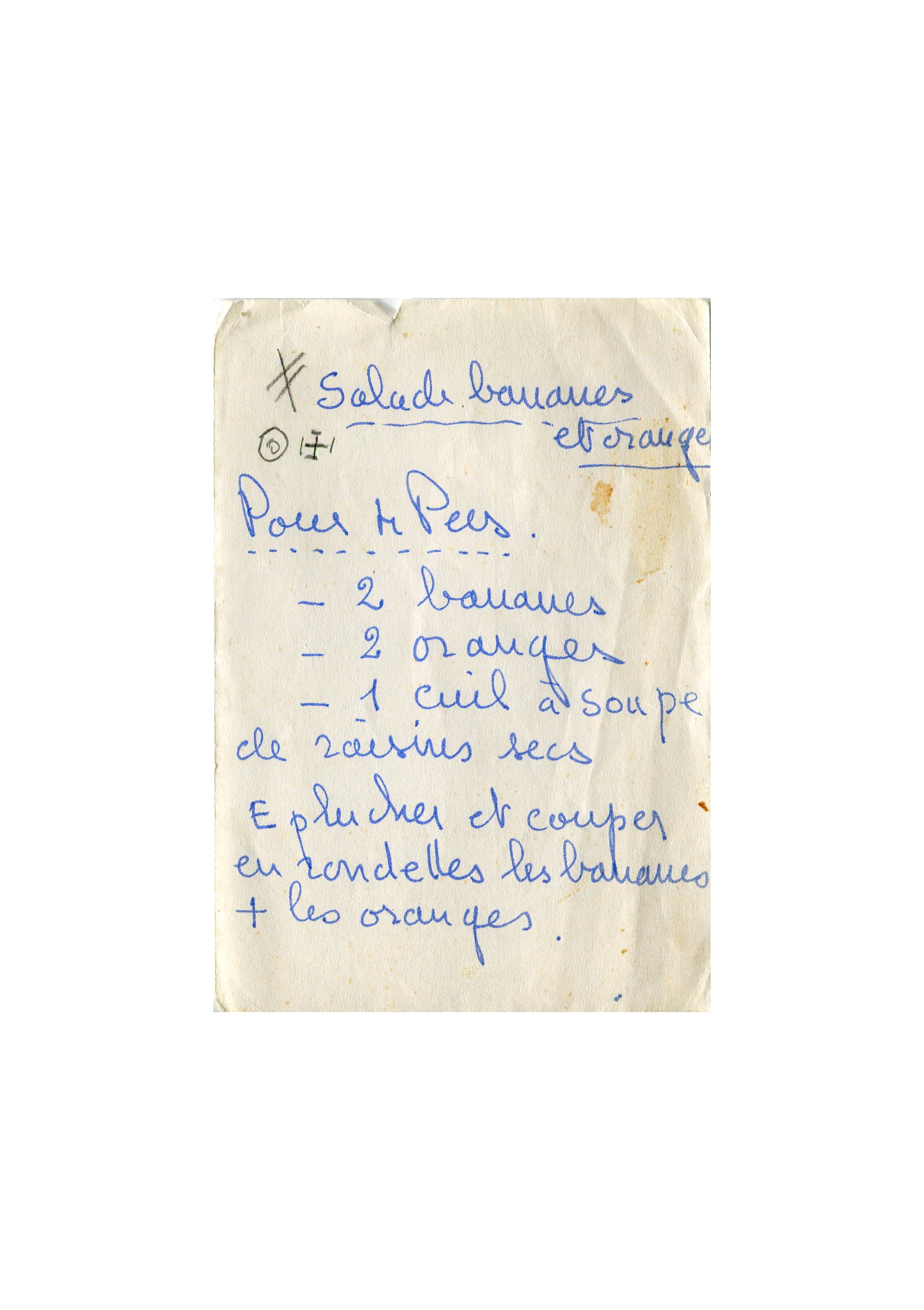 Manuscrit de Salade Bananes Et Oranges