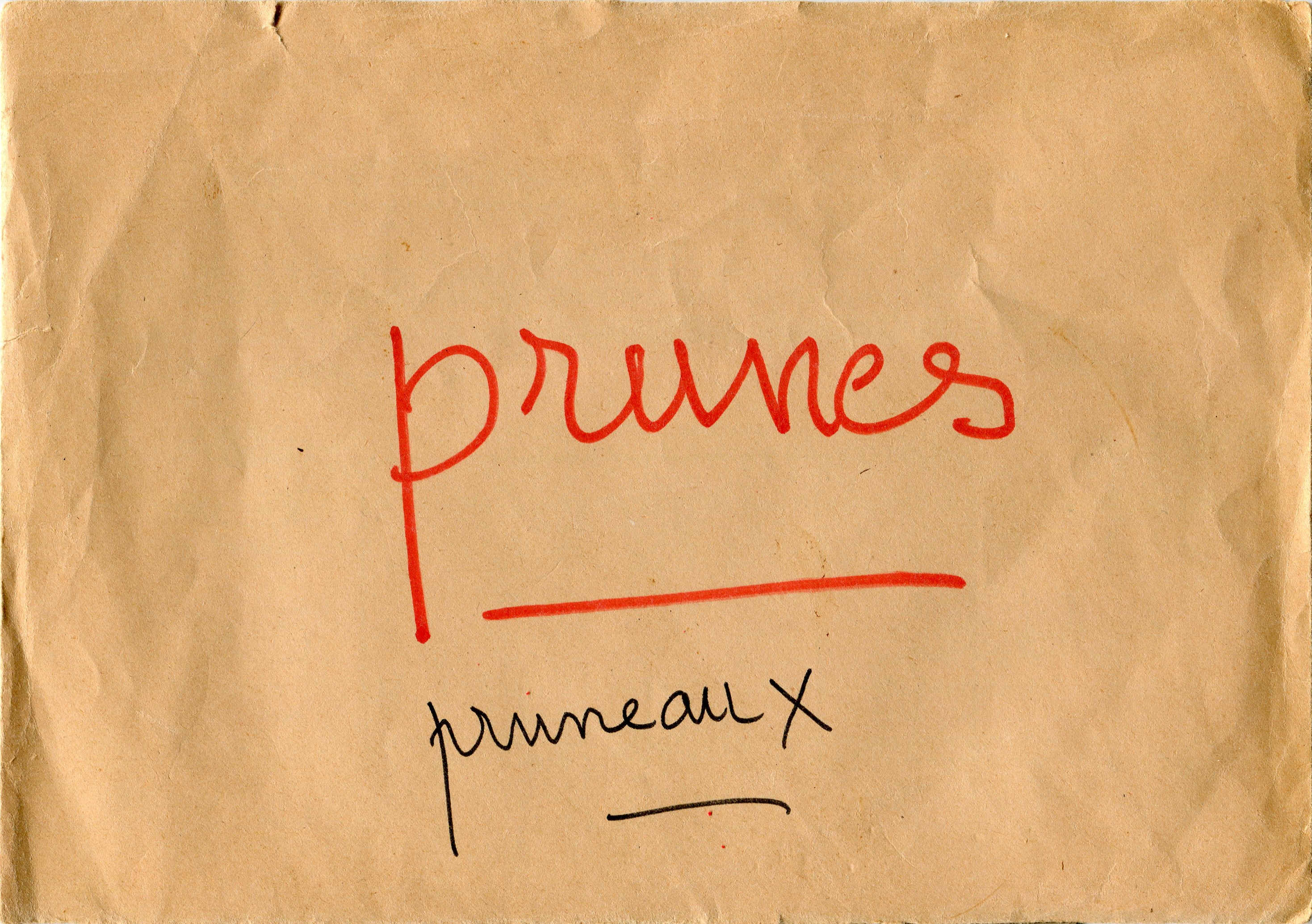 Manuscrit de Document: Enveloppe De Moumy Prunes, Pruneaux