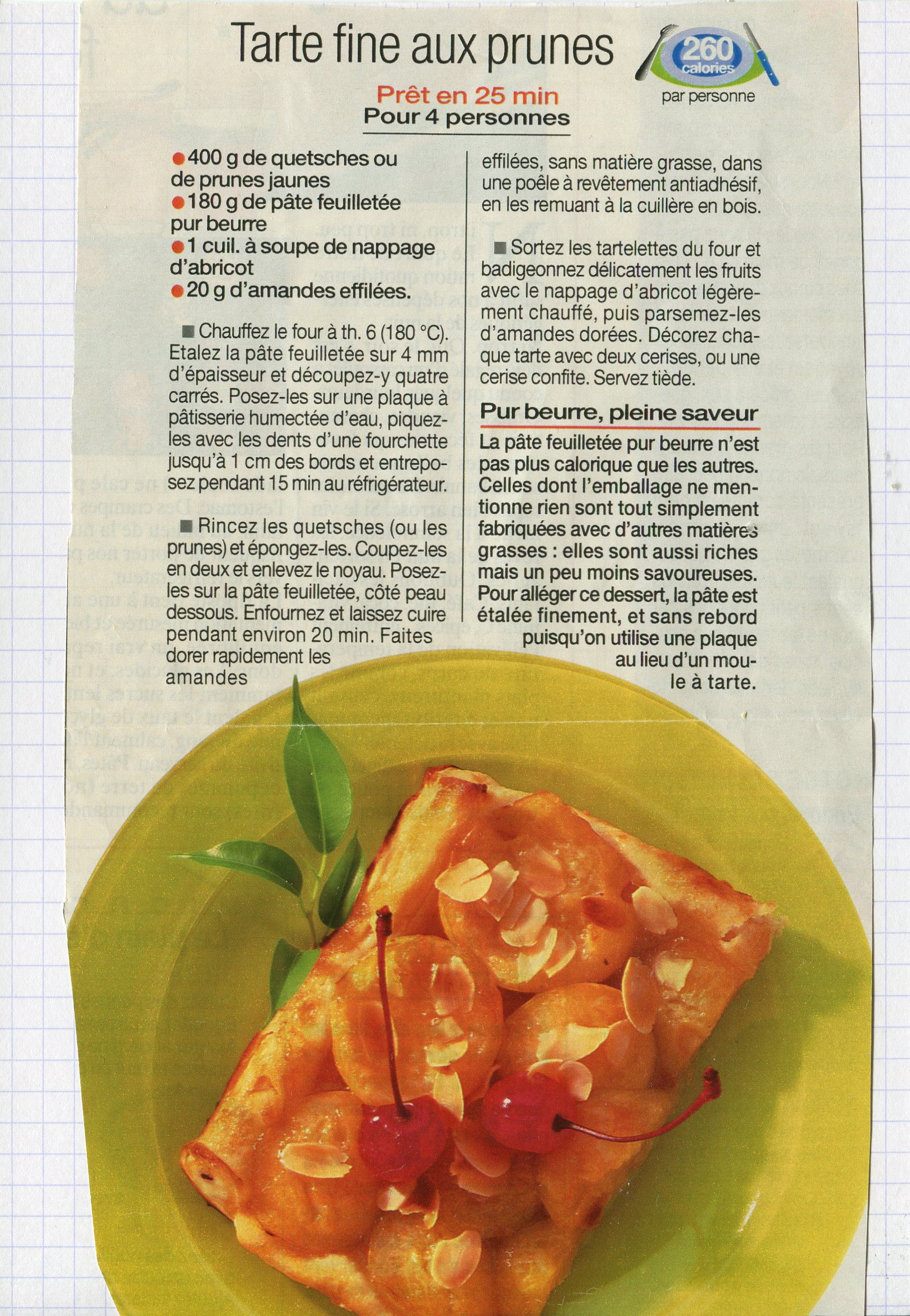 Manuscrit de Tarte fine aux prunes