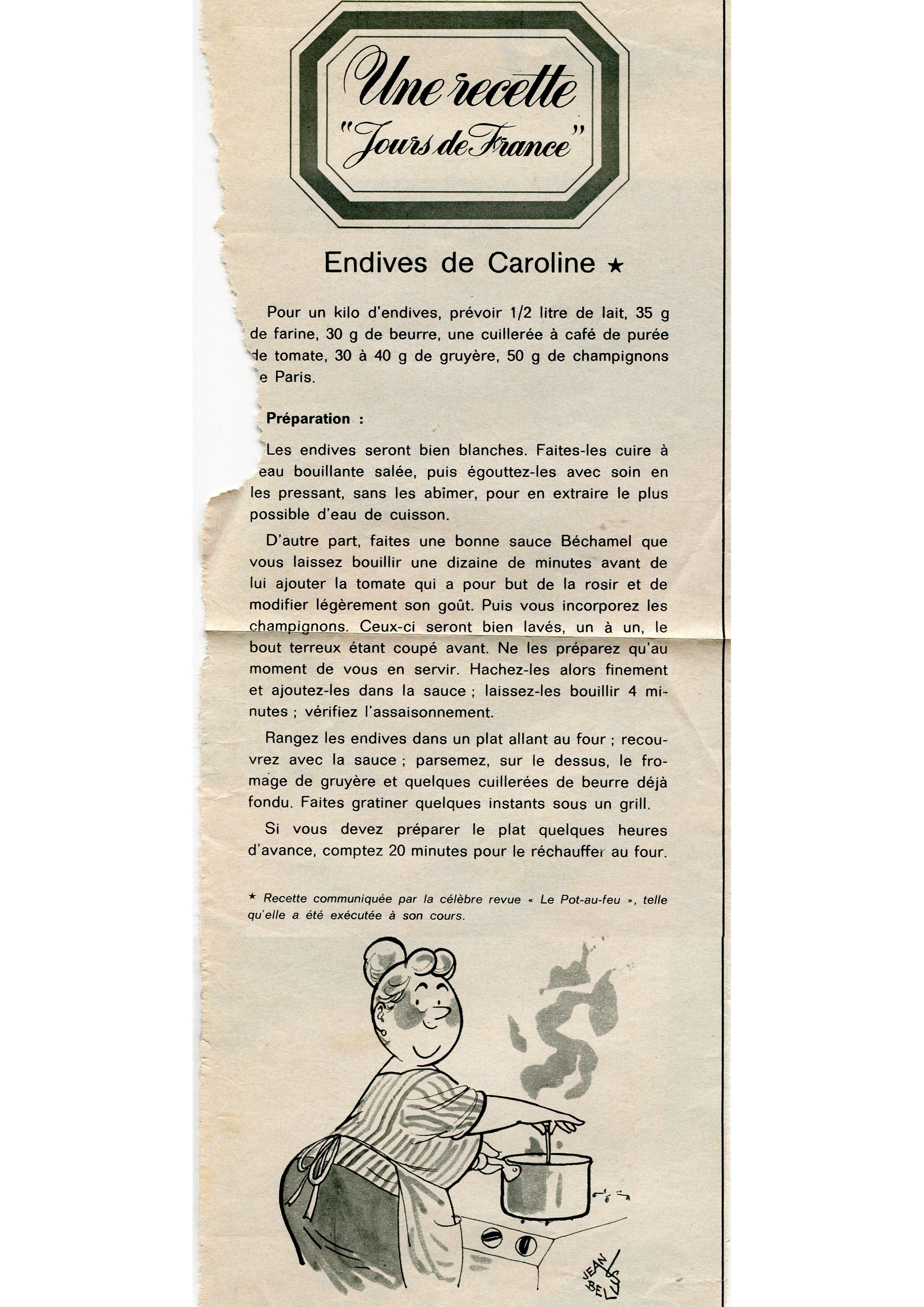 Manuscrit de Endives de Caroline