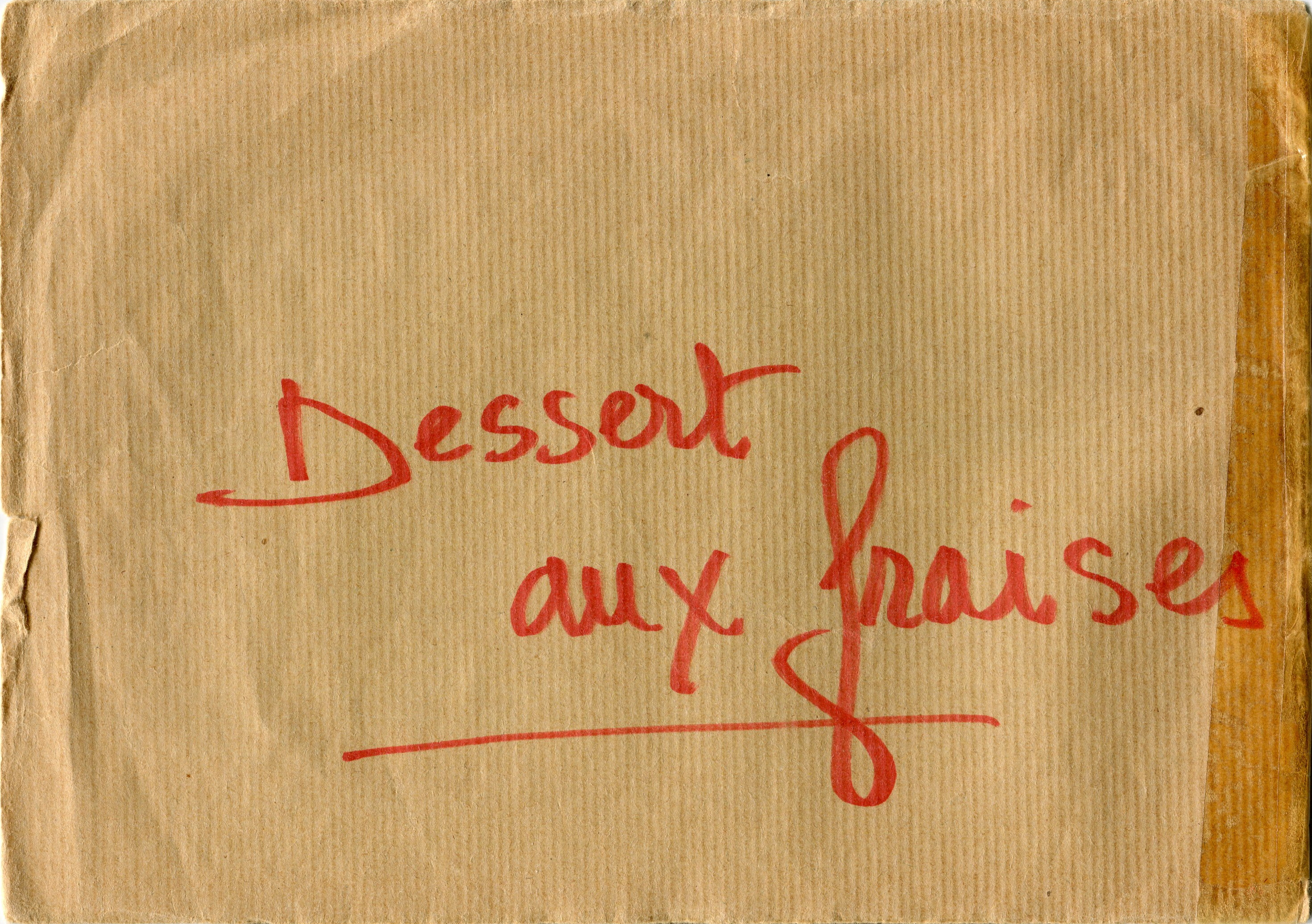 Manuscrit de Document: Enveloppe De Moumy Dessert Aux Fraises