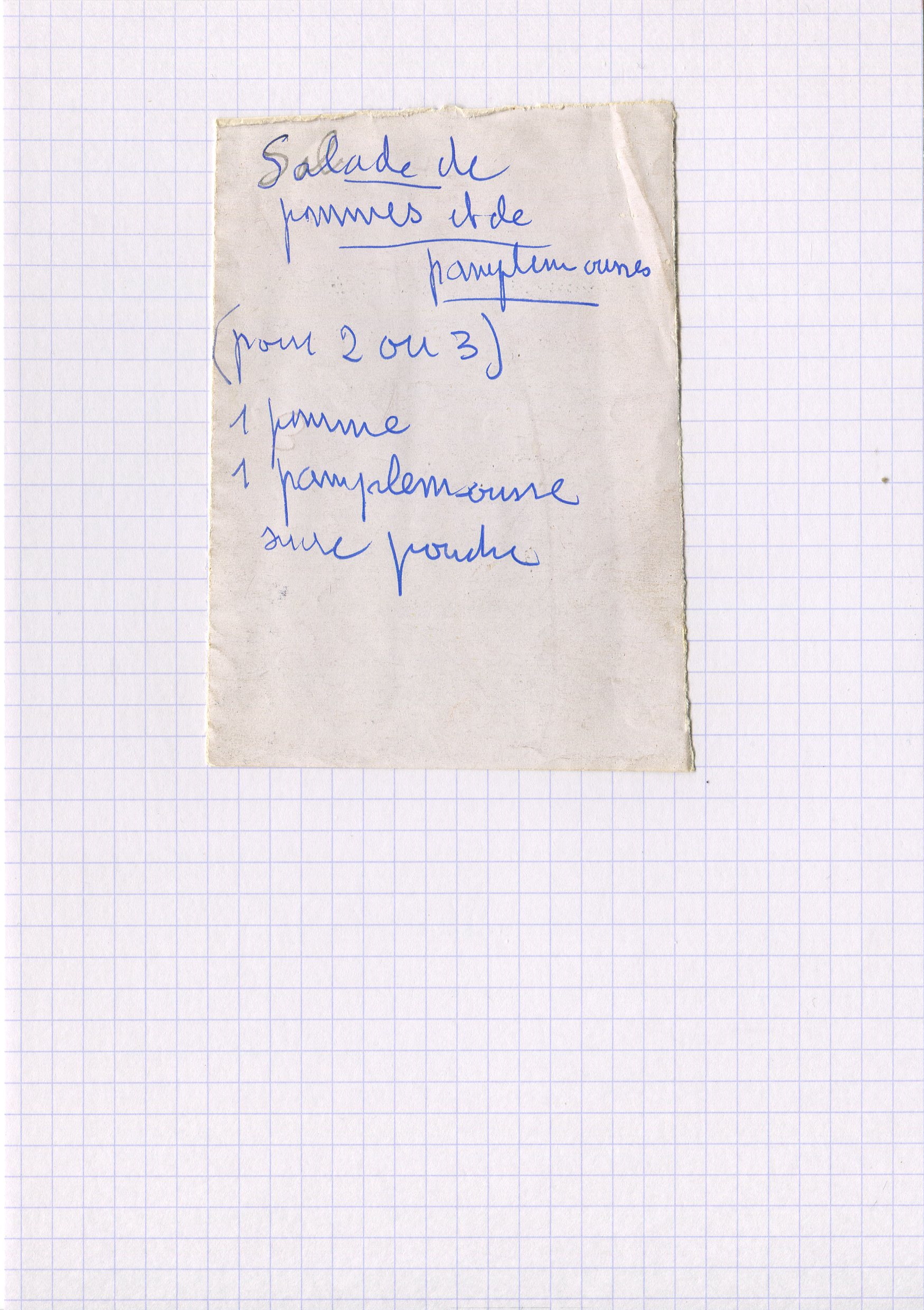 Manuscrit de Salade De Pommes Et De Pamplemousses