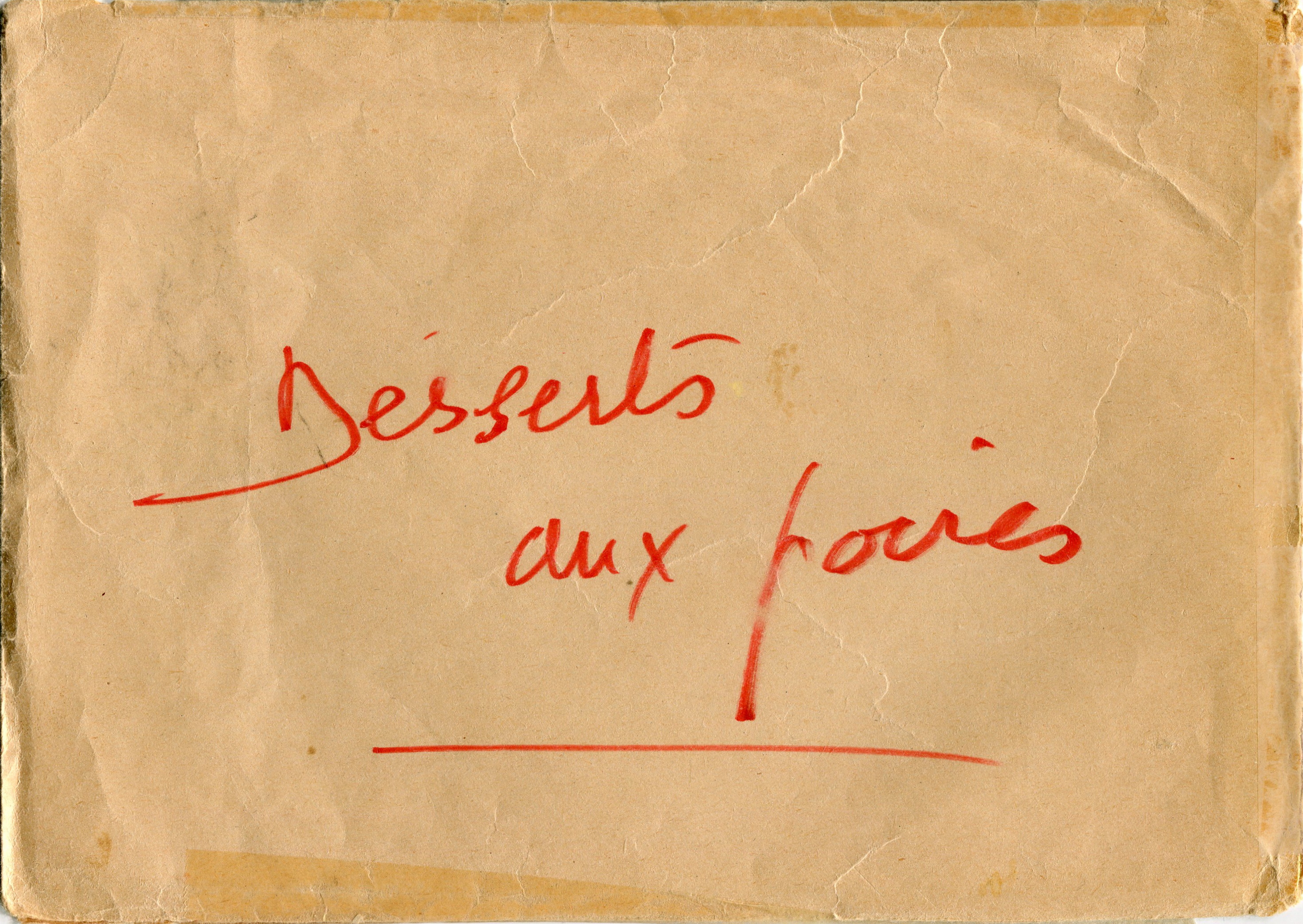 Manuscrit de Document: Enveloppe De Moumy Desserts Aux Poires