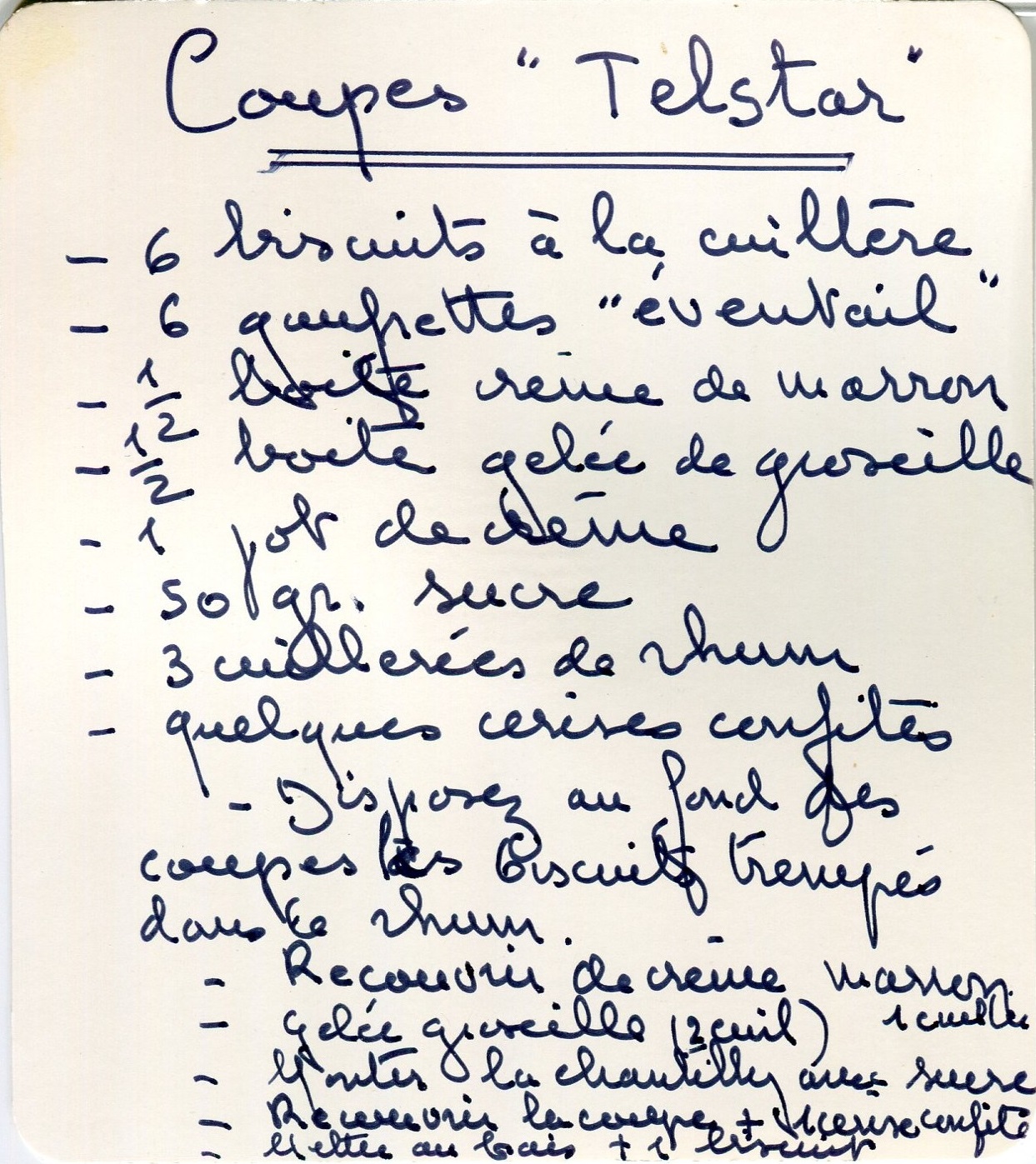 Manuscrit de Coupes "Telstar"