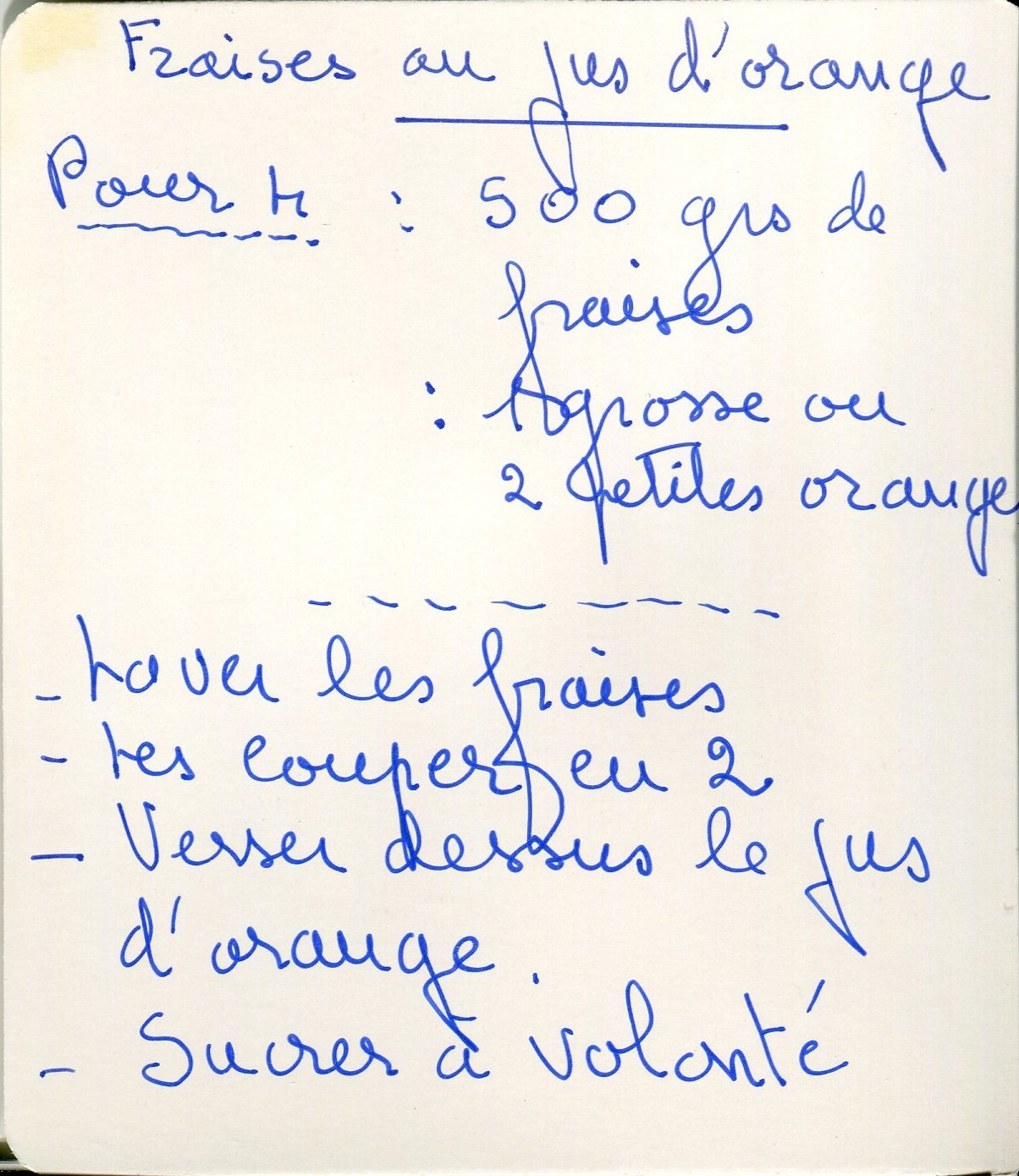 Manuscrit de Fraises au jus d'orange