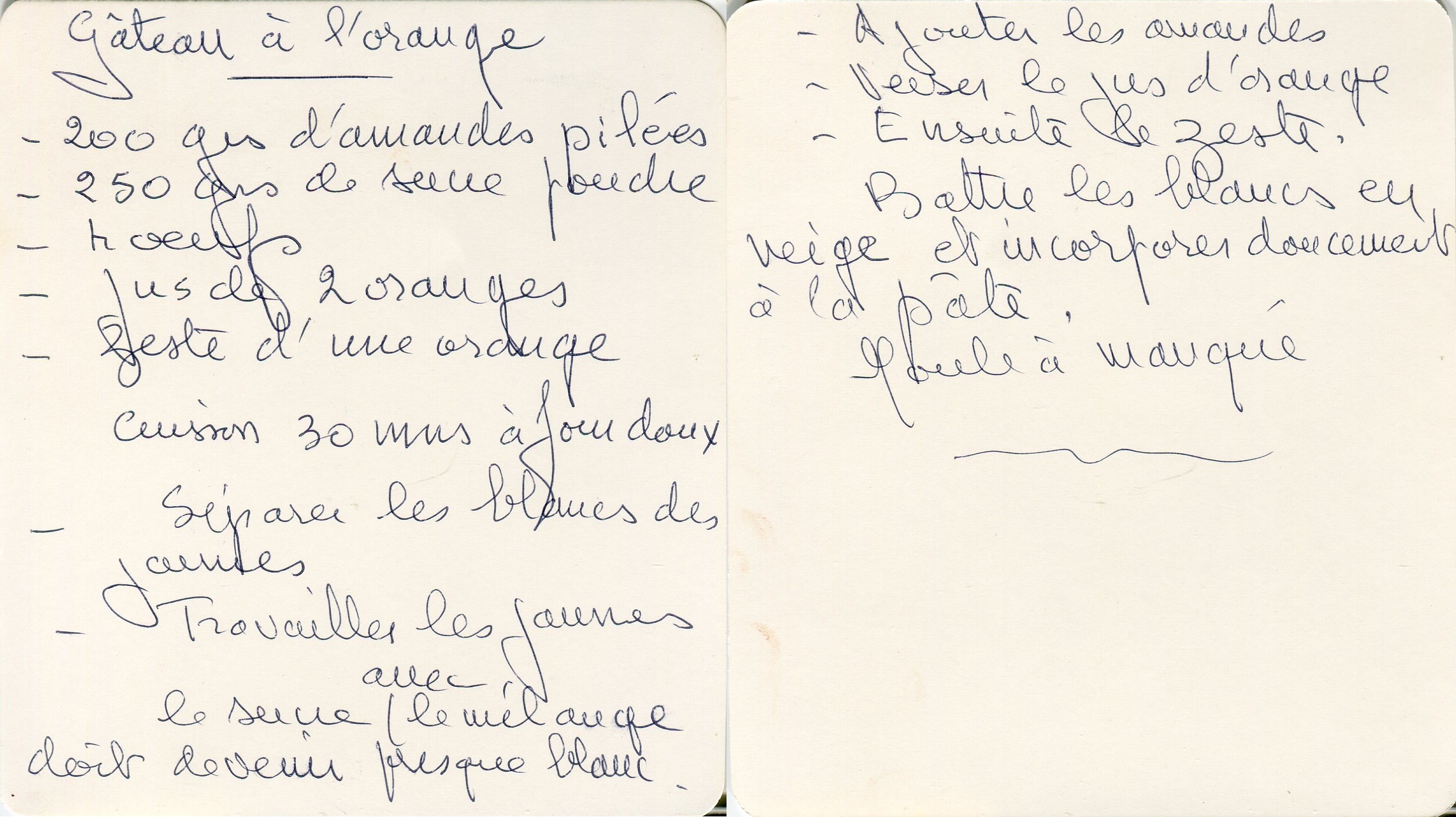 Manuscrit de Gâteau à l'orange
