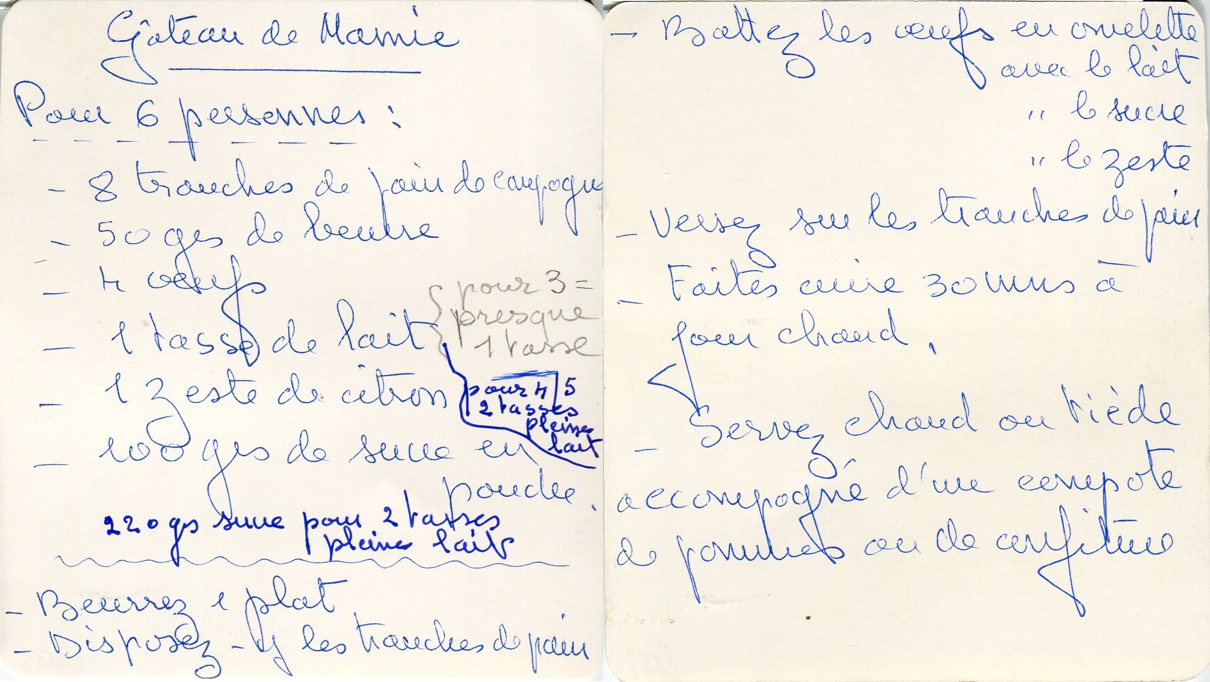 Manuscrit de Gâteau de Mamie