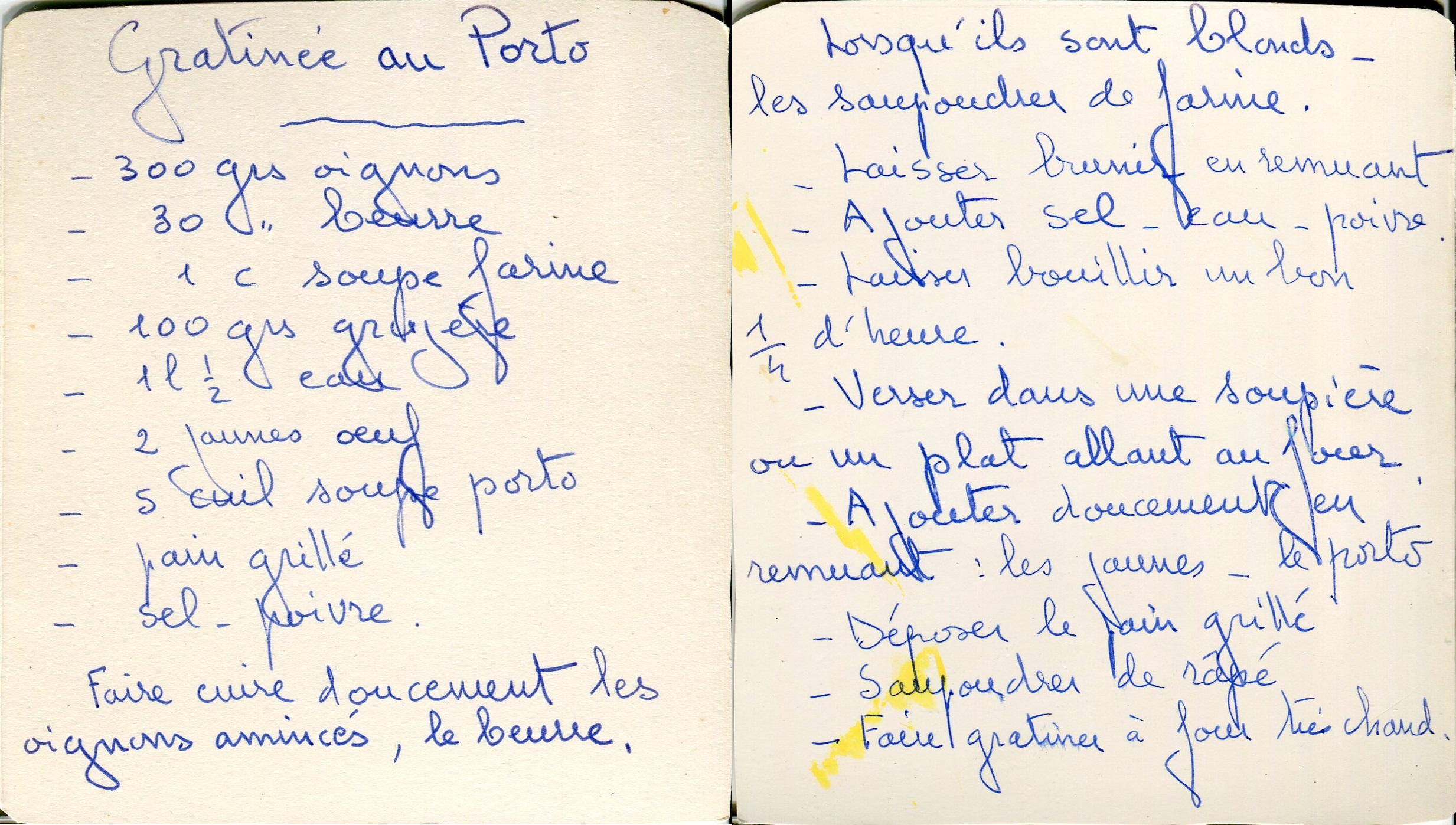 Manuscrit de Gratinée Au Porto