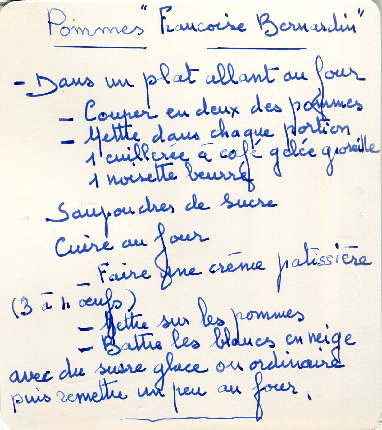 Manuscrit de Pommes "Françoise Bernardin"