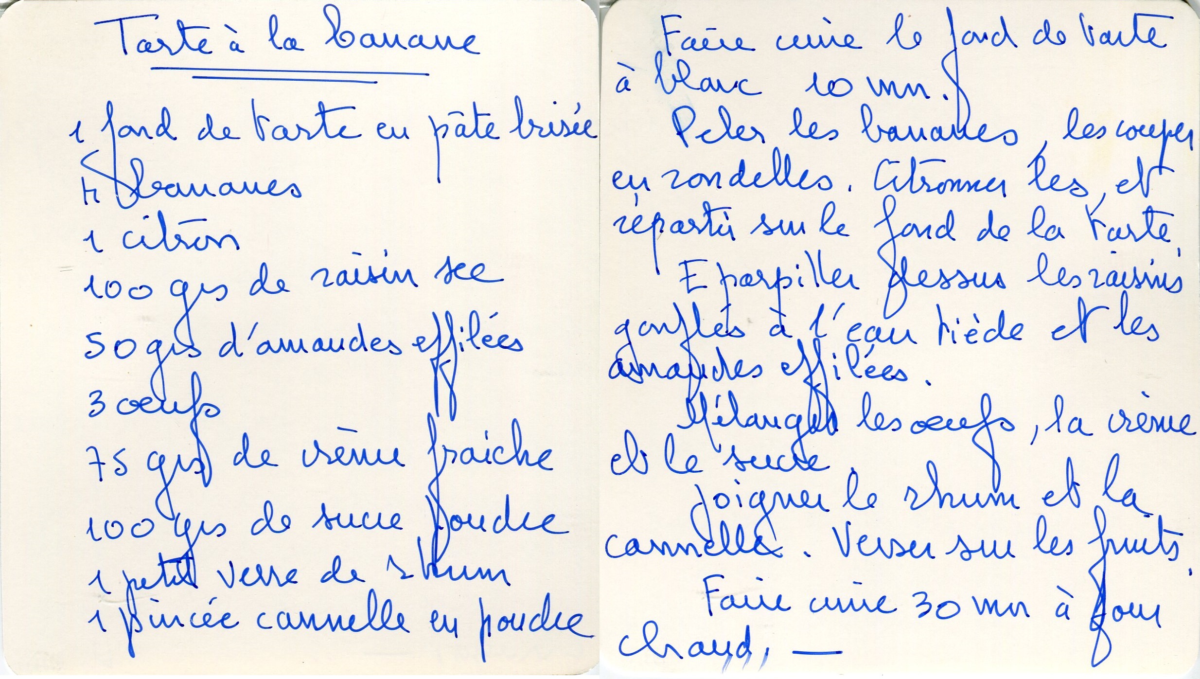 Manuscrit de Tarte À La Banane