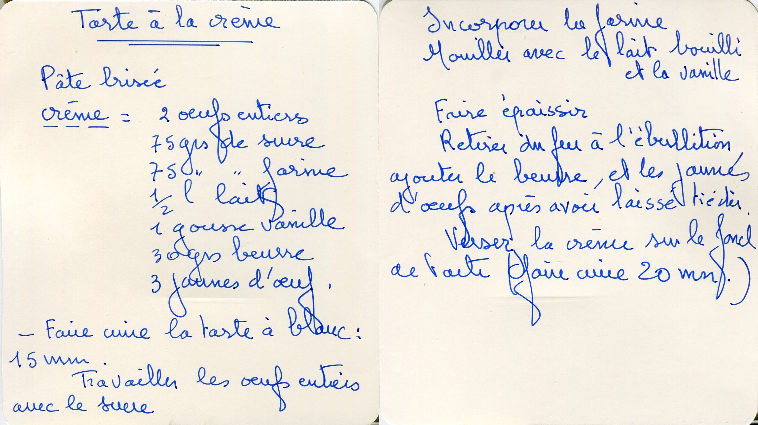 Manuscrit de Tarte À La Crème