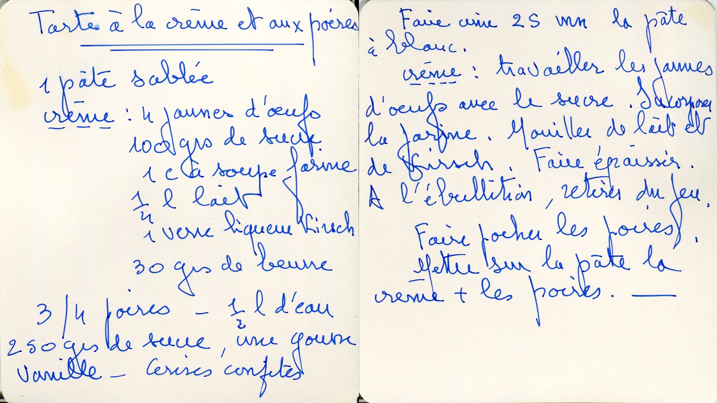 Manuscrit de Tarte À La Crème Et Aux Poires