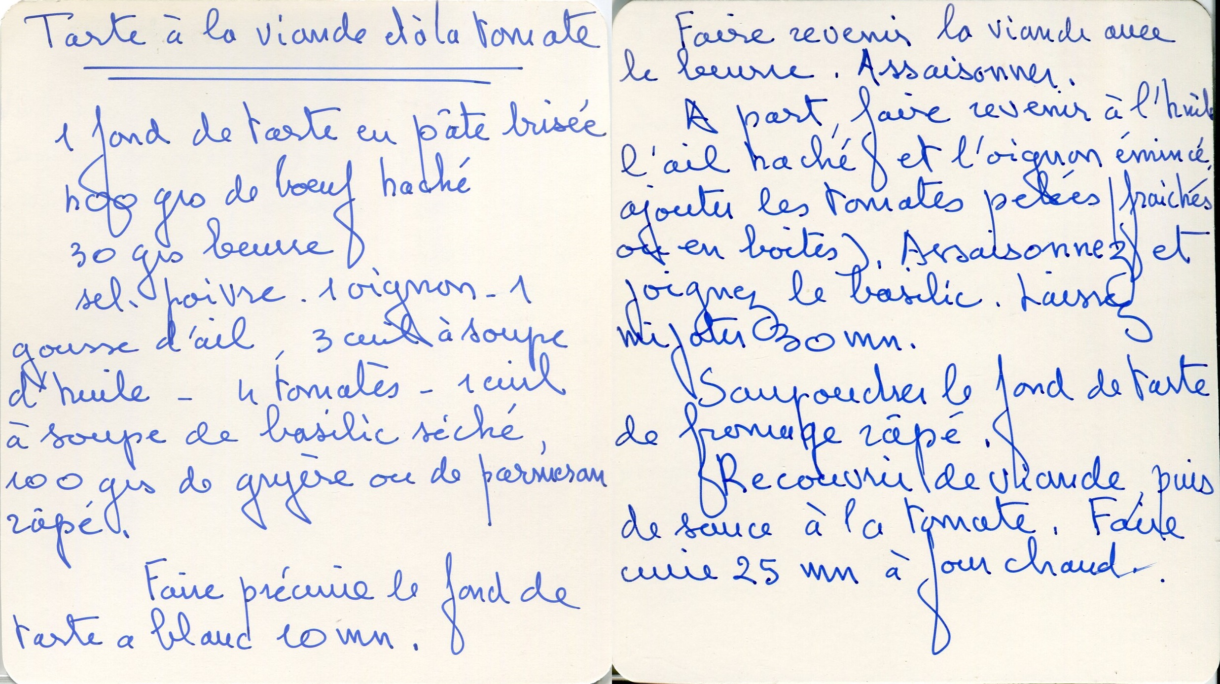 Manuscrit de Tarte À La Viande Et À La Tomate