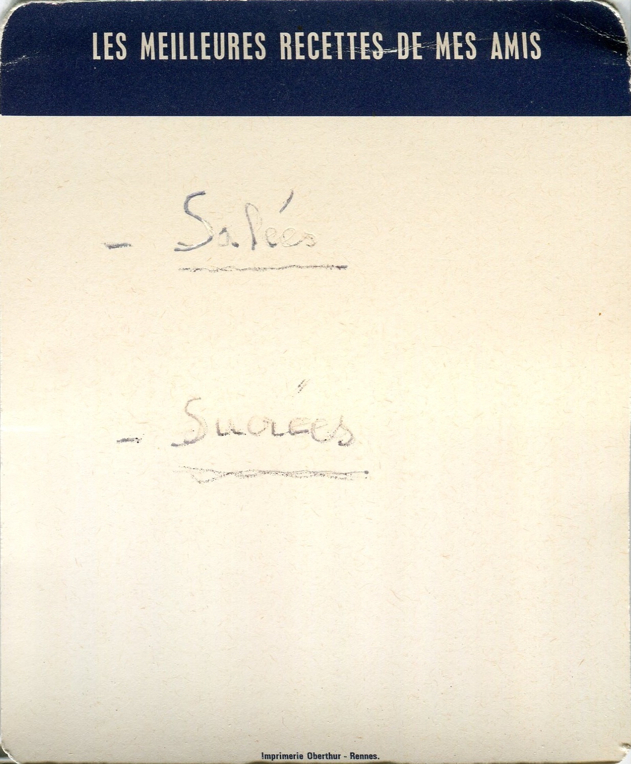 Manuscrit de Document: Fichier Gourmandise