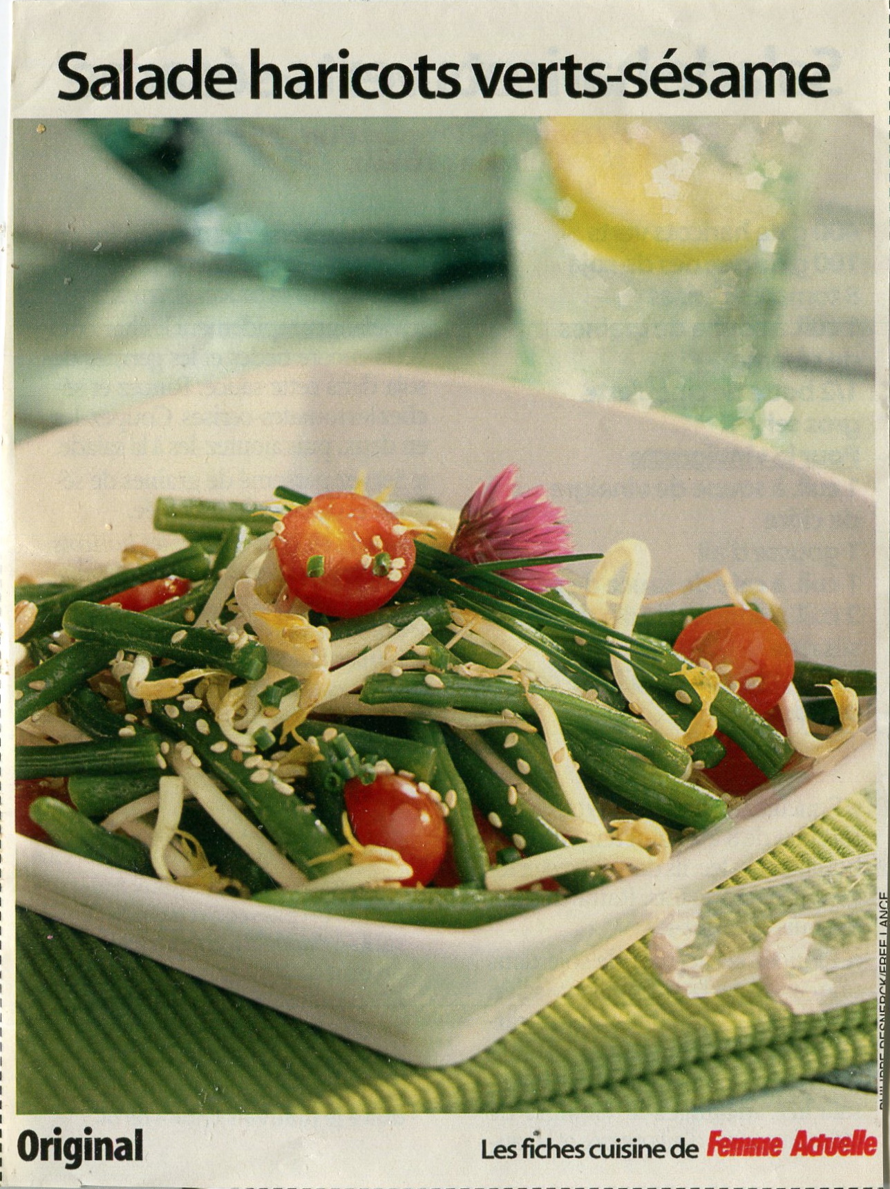 Manuscrit de Salade Haricots Verts Sésame