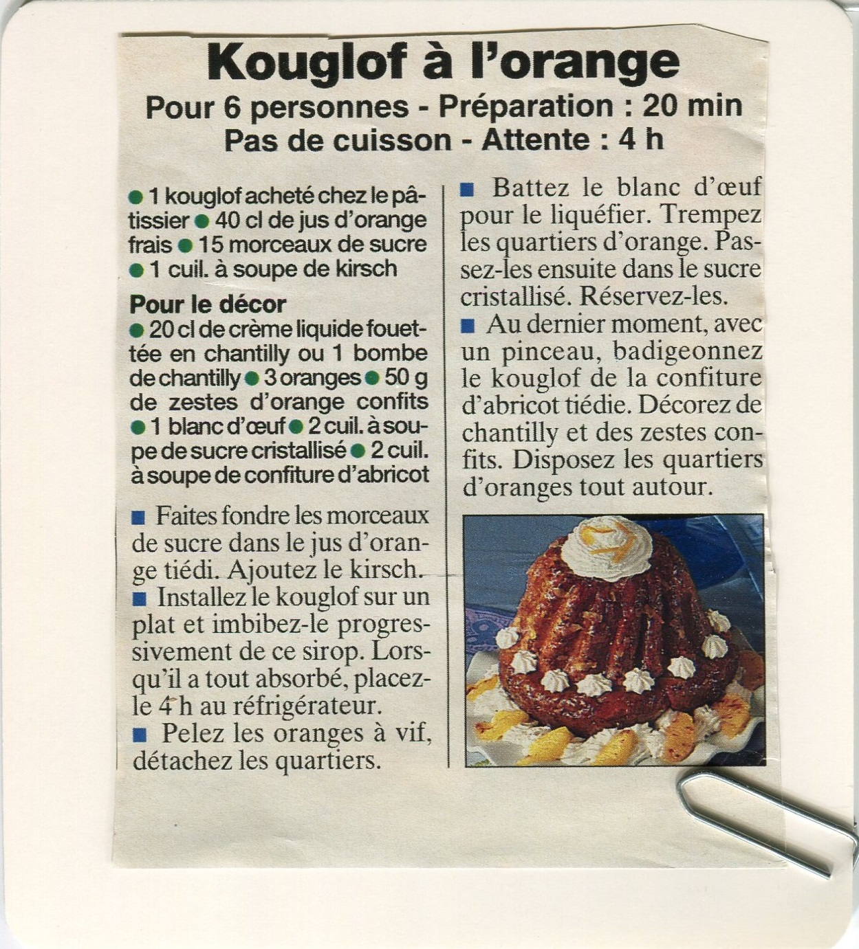 Manuscrit de Kouglof À L'Orange