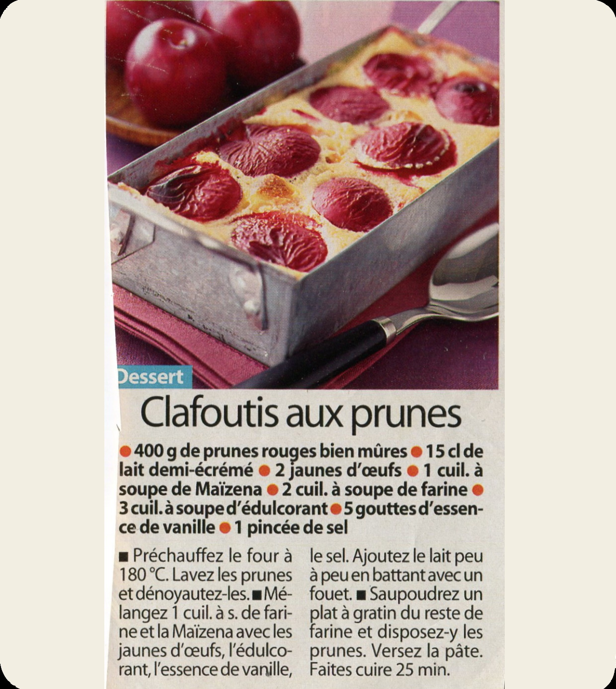 Manuscrit de Clafoutis Aux Prunes