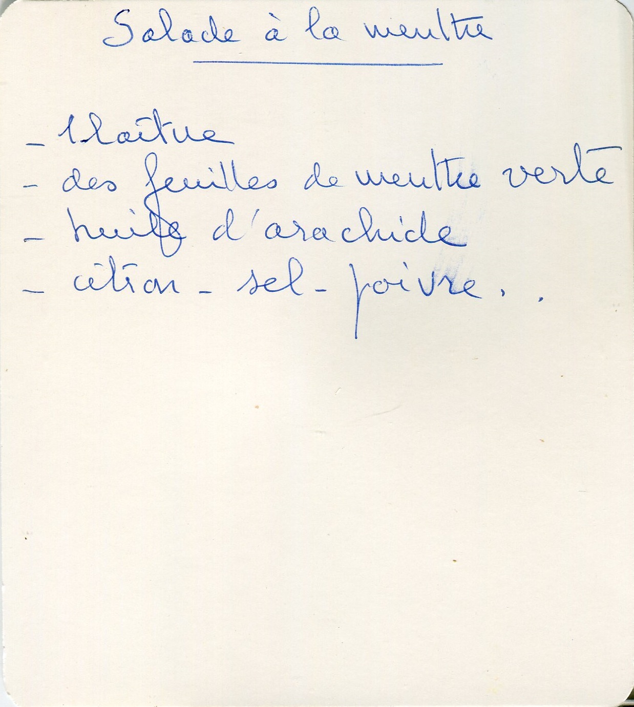 Manuscrit de Salade à la menthe