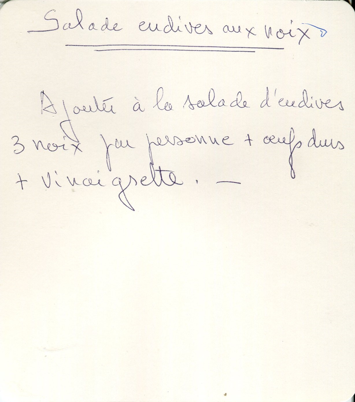 Manuscrit de Salade endives aux noix