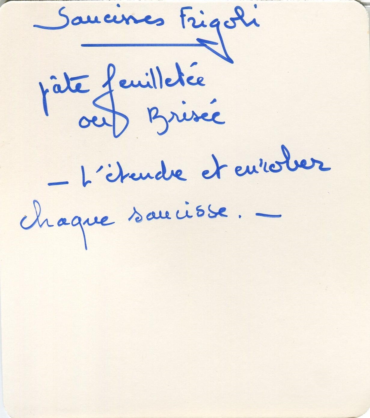 Manuscrit de Saucisses Frigoli
