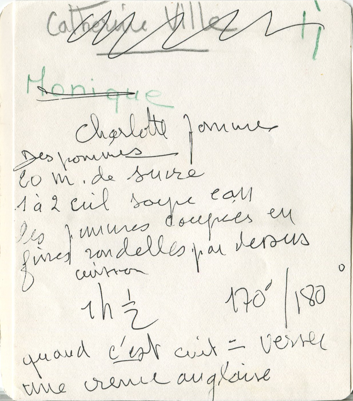 Manuscrit de Charlotte Aux Pommes