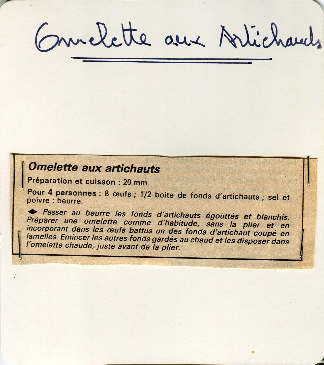 Manuscrit de Omelette aux Artichauts