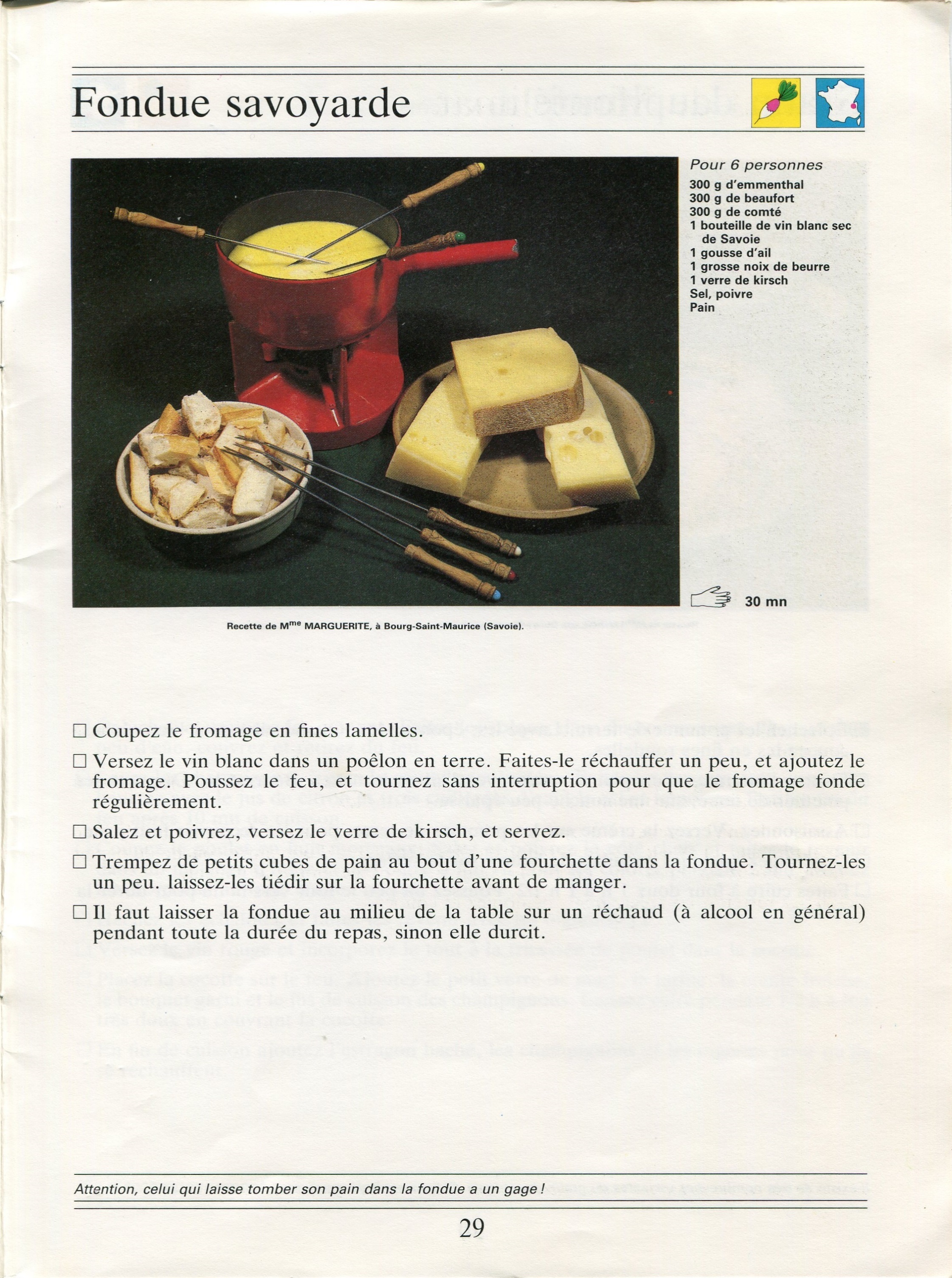 Manuscrit de Fondue Savoyarde