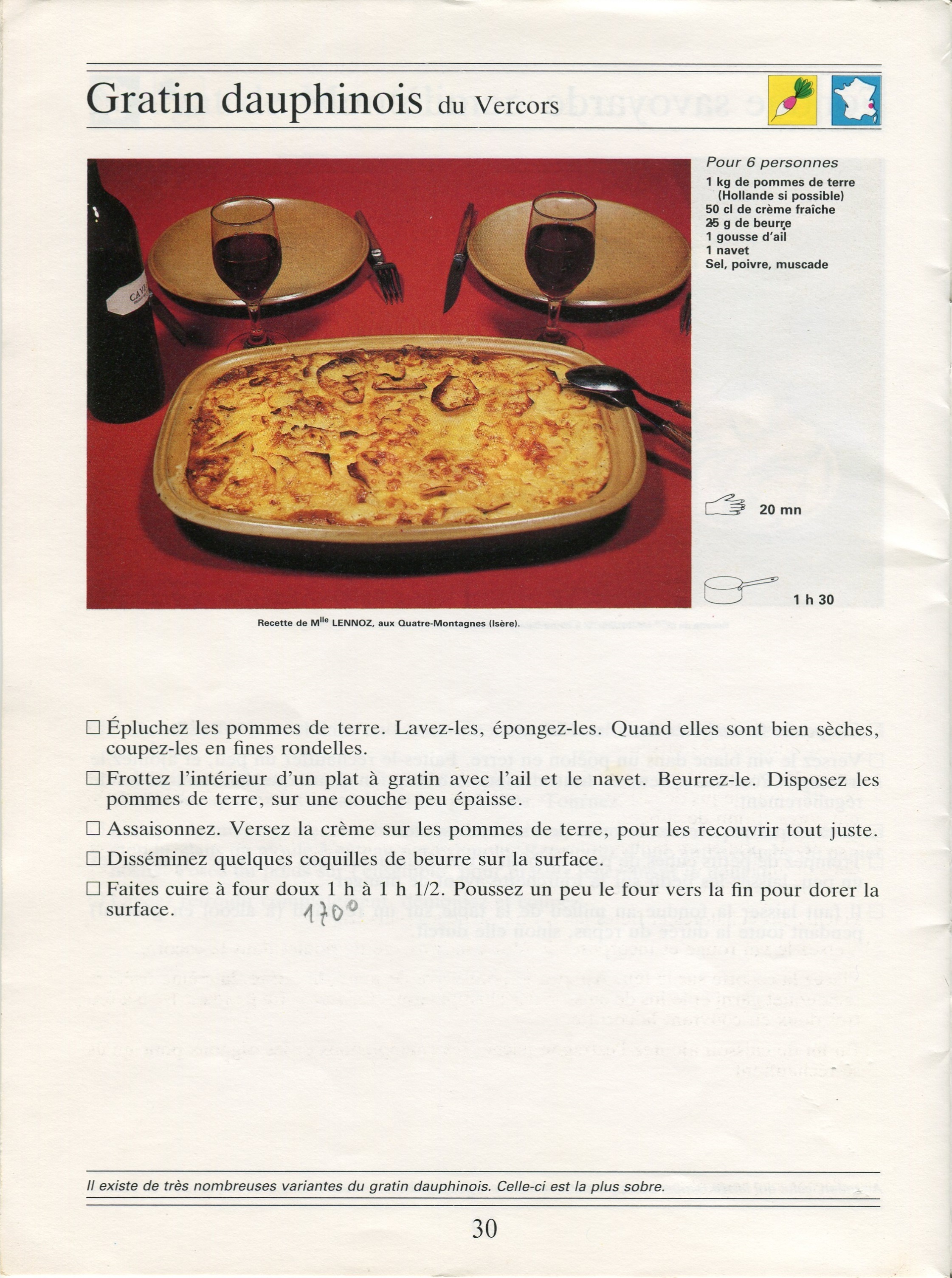 Manuscrit de Gratin Dauphinois du Vercors